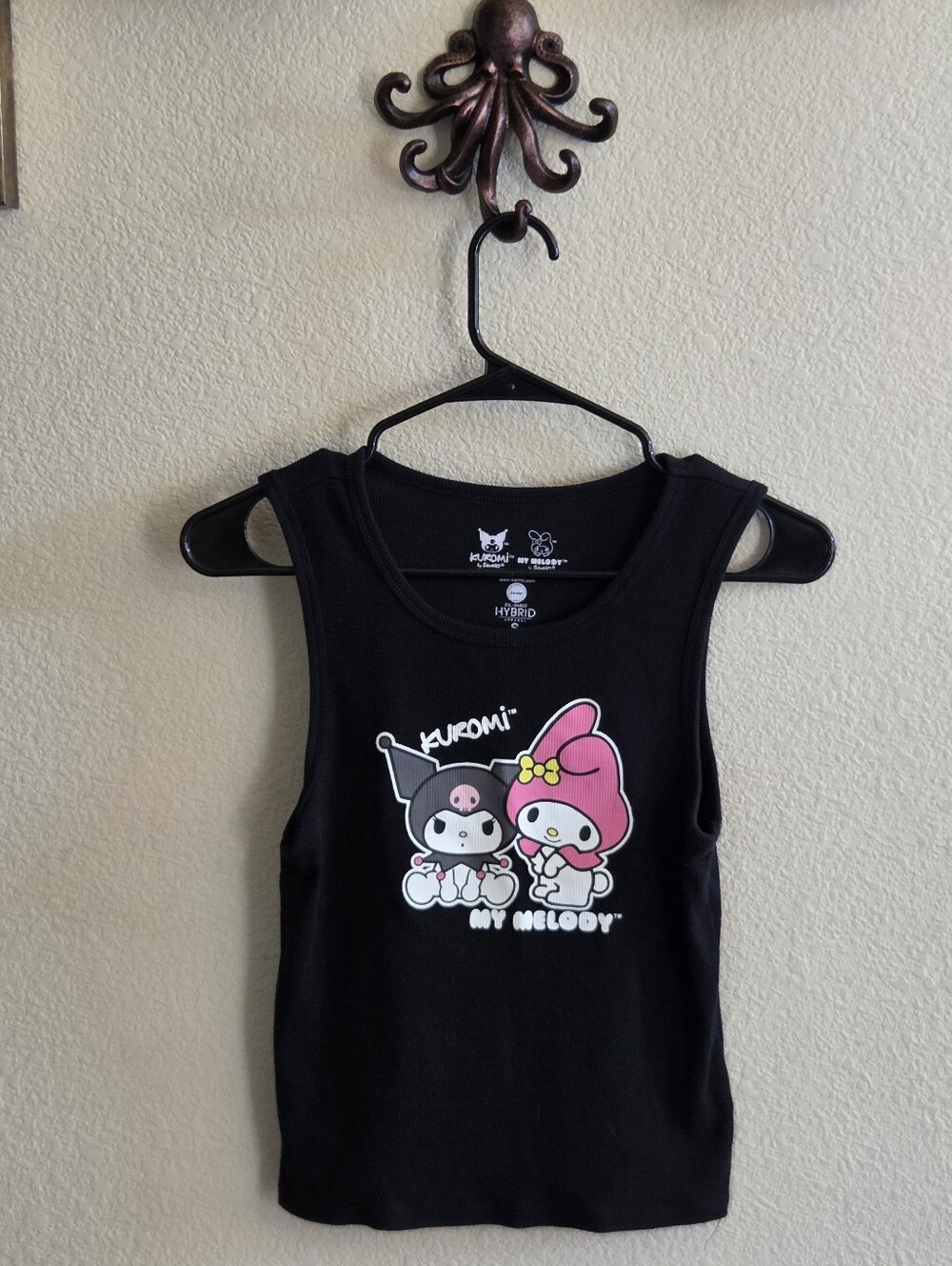Sanrio Kuromi & My Melody Black Tank Top with Pink Accents